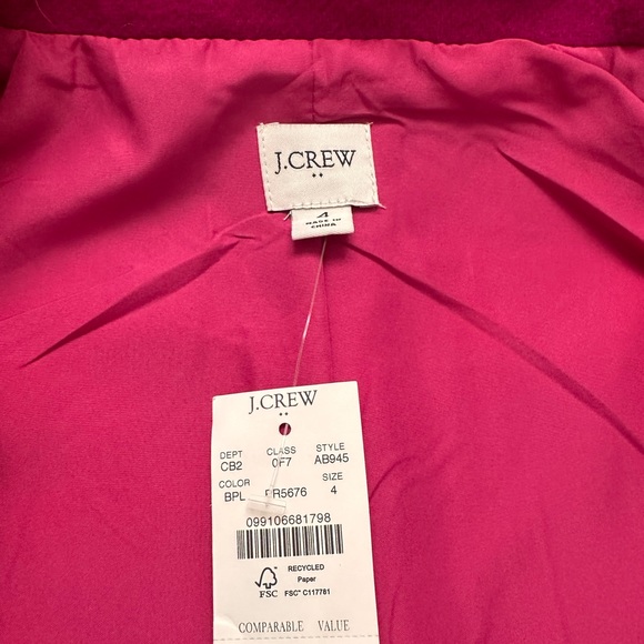 NEW J Crew Magenta wool coat 4 - Picture 2 of 7